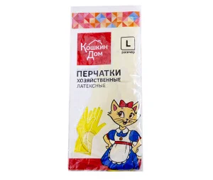 Перчатки резиновые L желтые Кошкин Дом (30-05-003) *1/24
