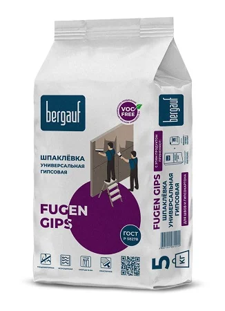 Шпаклевка гипсовая универсальная Bergauf Fugen Gips 5кг Шпаклевка гипсовая универсальная Bergauf Fugen Gips 5кг