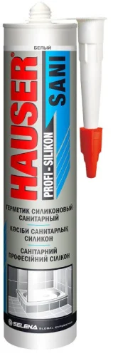 Герметик силиконовый санитарный SANI белый 260мл 48728 75161 75352 17615 (Hauser)  24 1440 (-20)