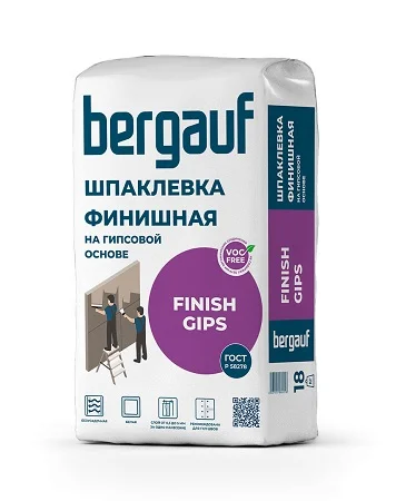 Шпатлевка гипсовая финишная Finish Gips 18кг Bergauf 1уп=56шт Шпатлевка гипсовая финишная Finish Gips 18кг Bergauf 1уп=56шт