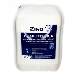 Грунтовка ZIKO акриловая глубокого проникновения морозостойкая 10л