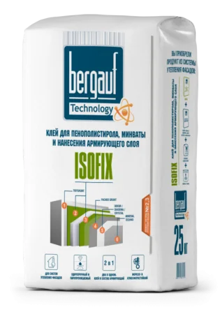 Клей для ППС и минваты Isofix  Bergauf, 25 кг.(1 уп=56шт)