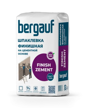 Шпатлевка цементная финишная Finish Zement 20кг Bergauf 1уп=64шт