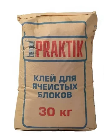 Клей для ячеистых блоков морозостойкий 30кг Bergauf Praktik 1уп=48шт Клей для ячеистых блоков морозостойкий 30кг Bergauf Praktik 1уп=48шт