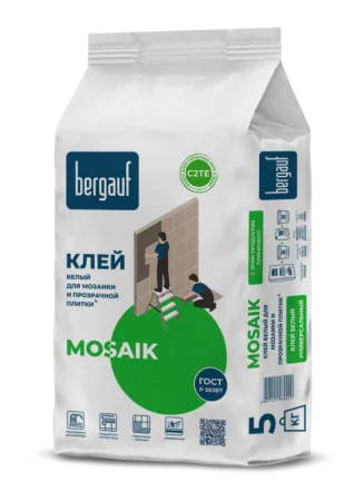Клей белый для мозаики и прозрачной плитки Mosaik 5кг Bergauf 1уп=108шт Клей белый для мозаики и прозрачной плитки Mosaik 5кг Bergauf 1уп=108шт