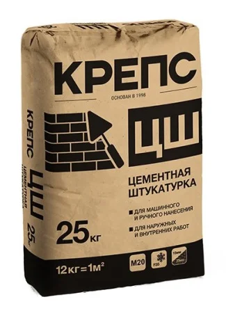 Штукатурка цементная универсальная Крепс ЦШ 25кг Штукатурка цементная универсальная Крепс ЦШ 25кг